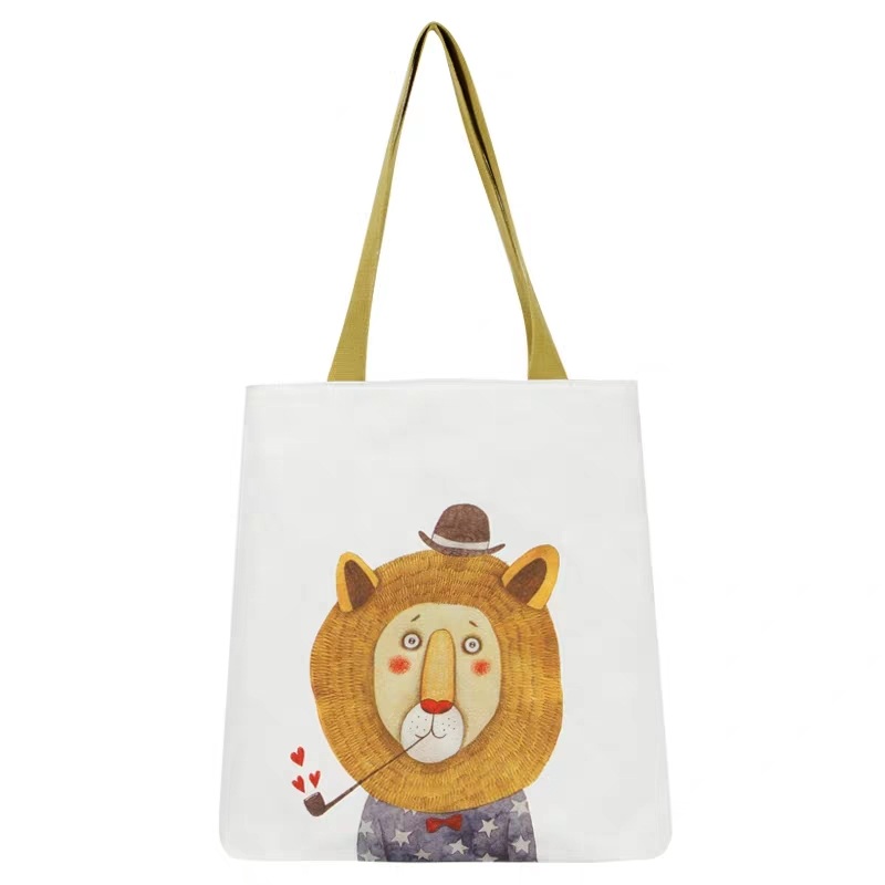 printed eco friendly shopping bag with coloured handle
