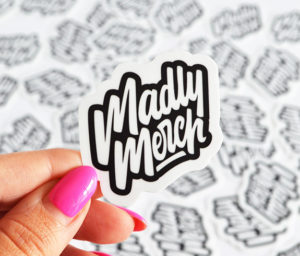 custom printed black and white die cut stickers