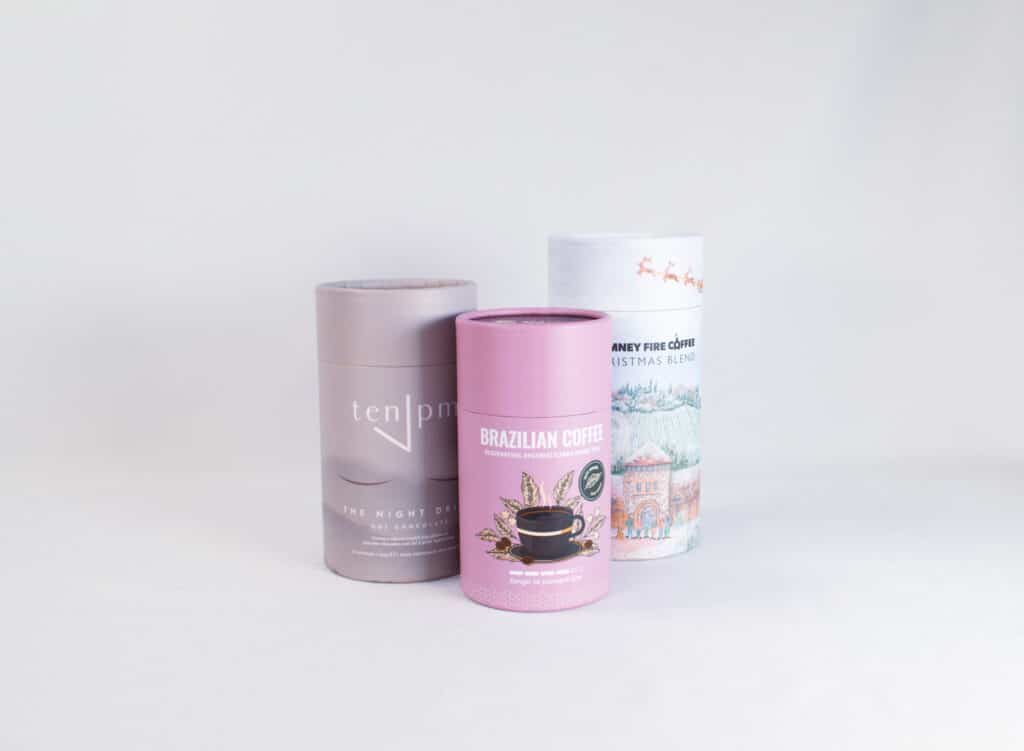 Chocolate and Coffee Powder Printed Cylinders