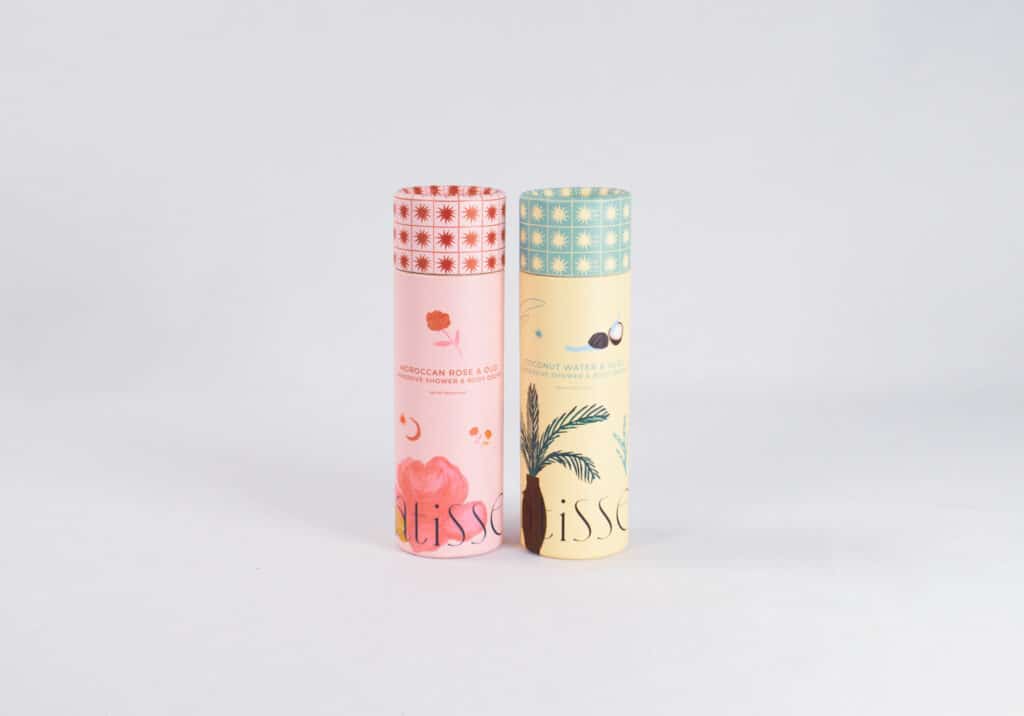 Patissere Pink & Green printed cylinder boxes