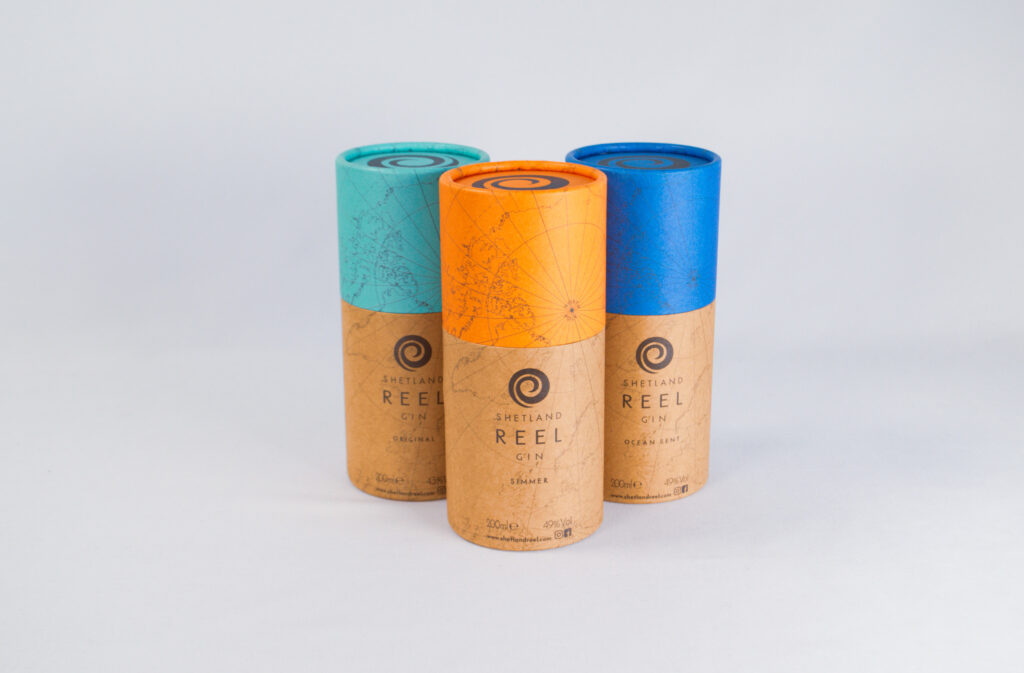 Brown kraft cardboard tube Shetland Gin Group