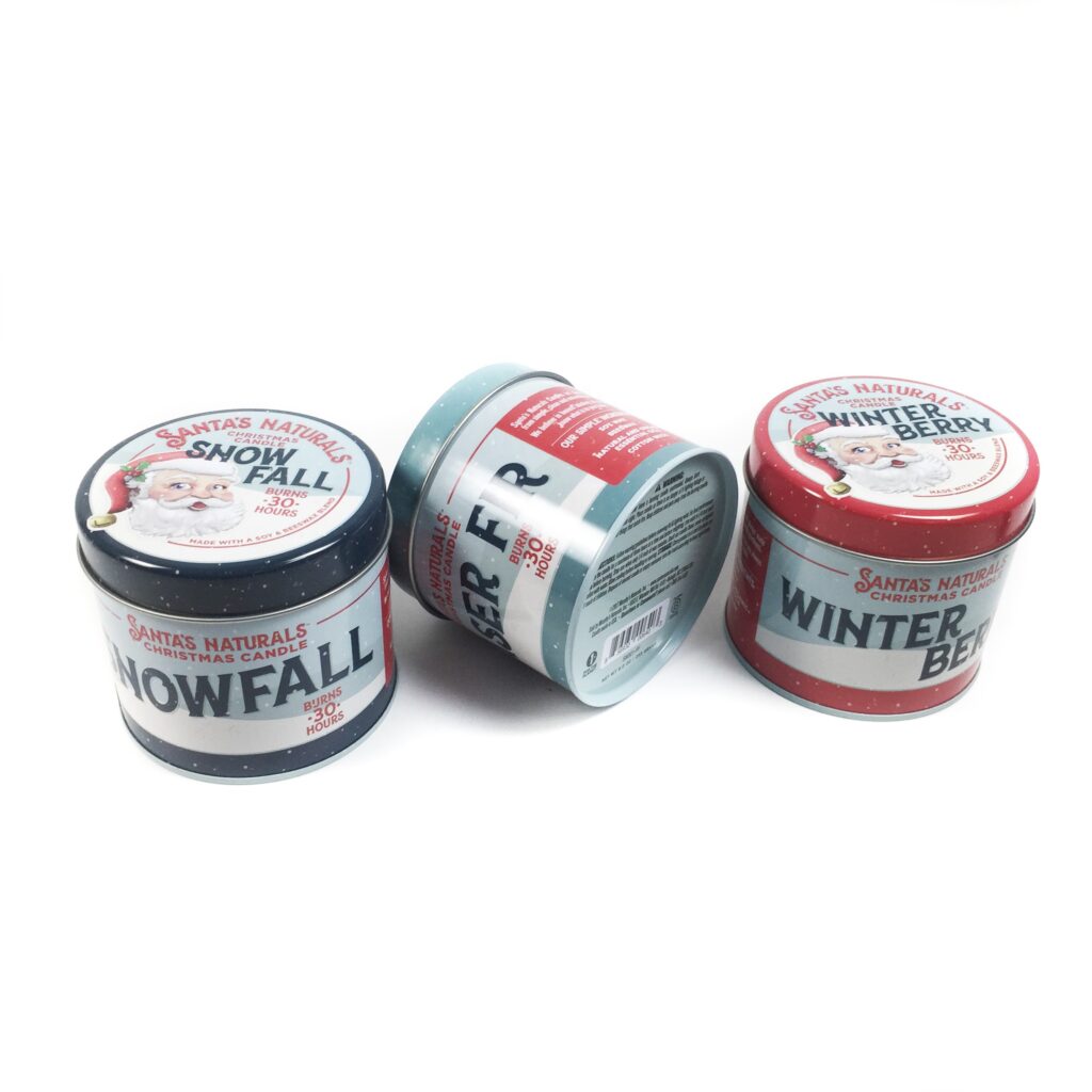 Custom printed candle tins