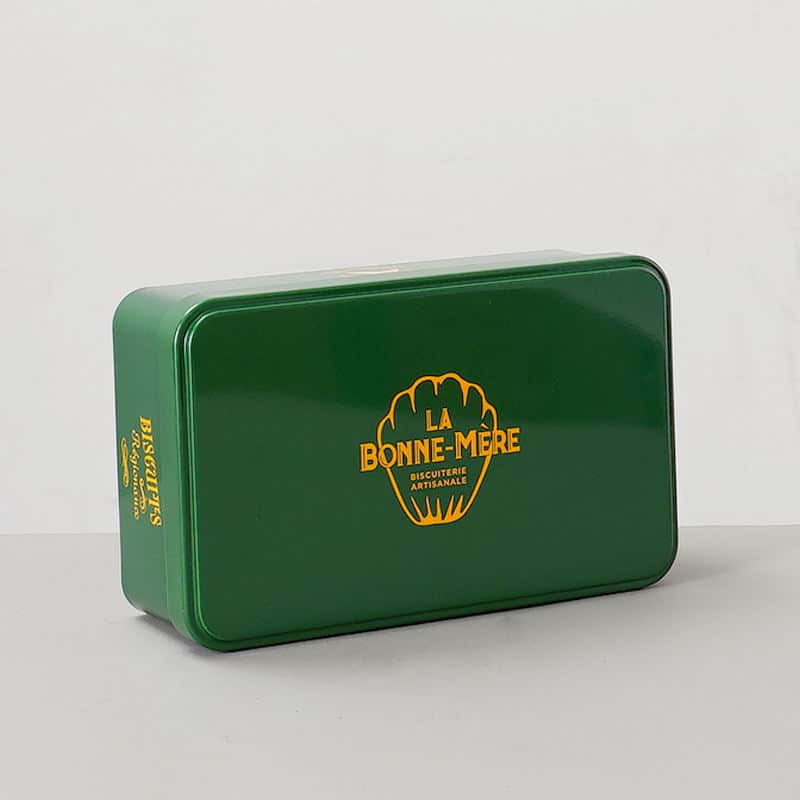 Custom printed green rectangular tin