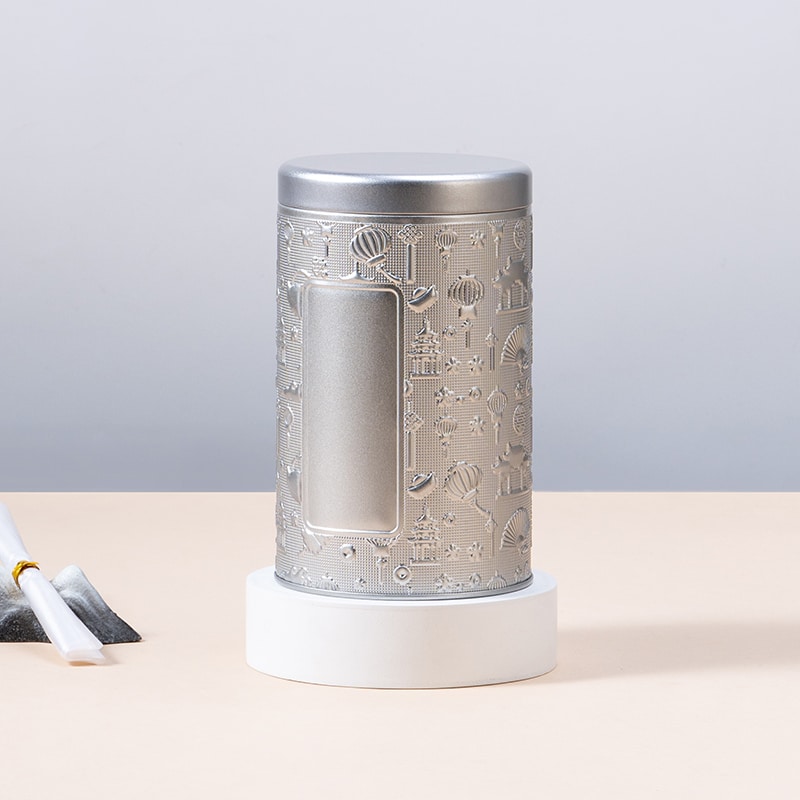 bespoke embossed cylinder tin