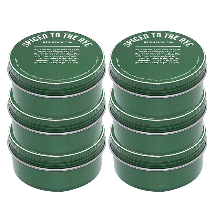 bespoke green printed candle tins