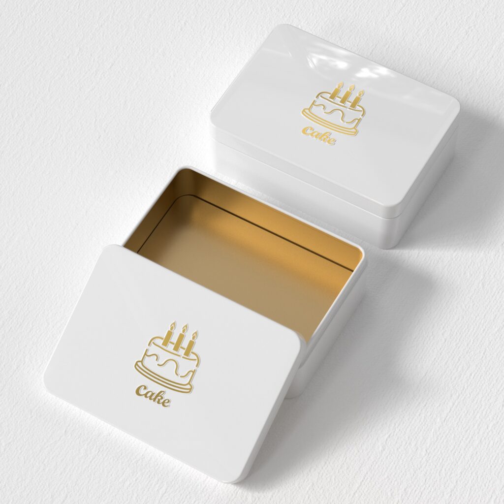 bespoke printed and embossed rectangular tins