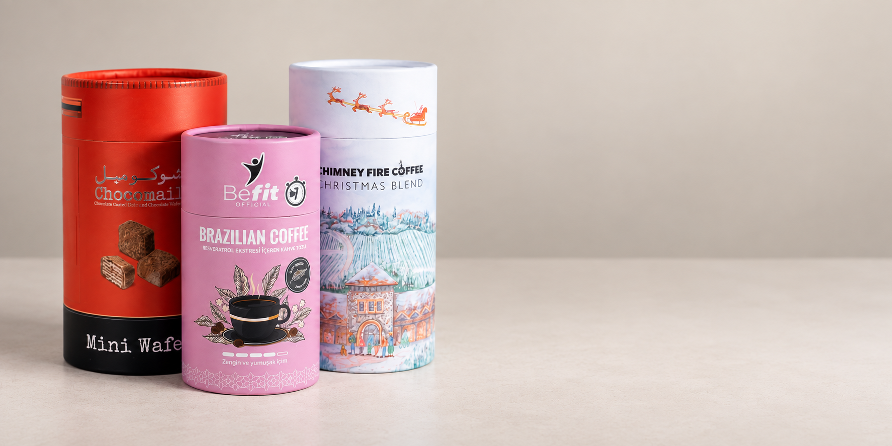 custom printed tea and coffee tubes her image