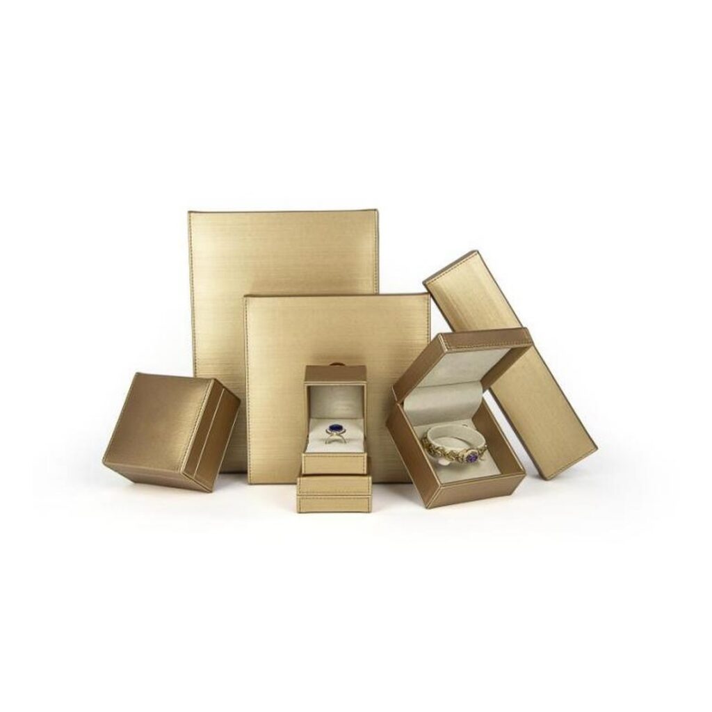 Custom gold leather jewellery box range