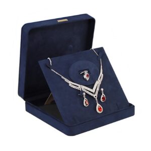Custom navy microfibre jewellery set box