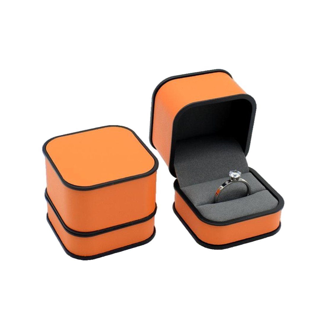 Custom orange leather ring box