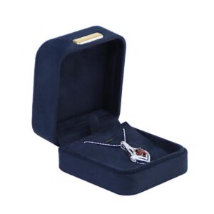 Custom navy microfibre pendant box