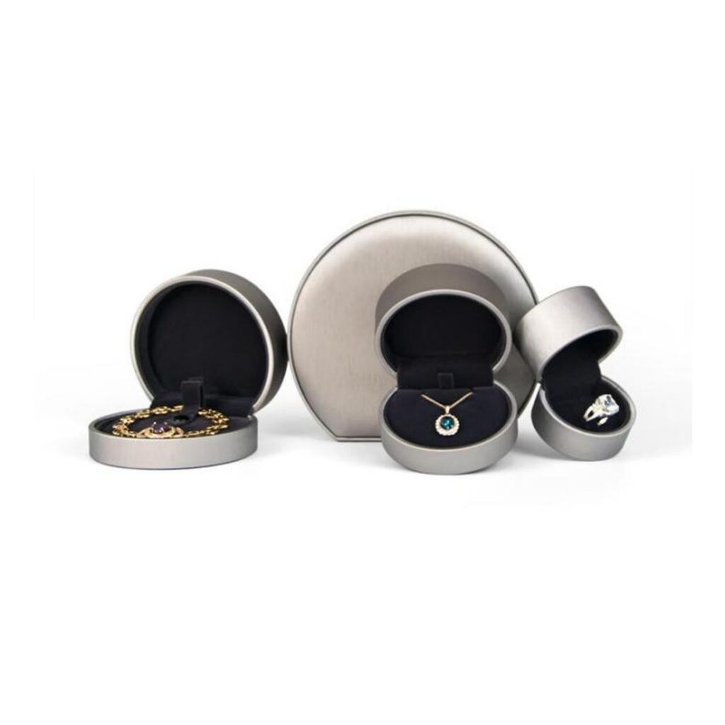 Custom silver round jewellery box range