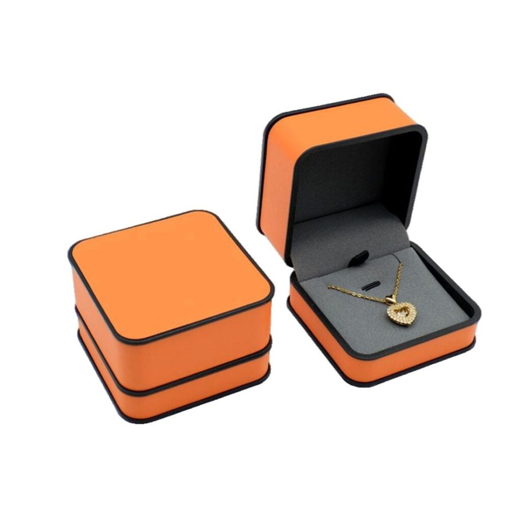 Custom orange leather pendant box